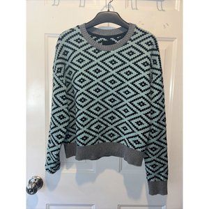 ESZKA From Hungary SWEATER Hand Knit & 100% Recycled 100% Cotton Geometric Print